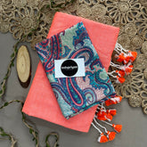 Paech Handloom Khadi Cotton Saree With Mango Print Blouse